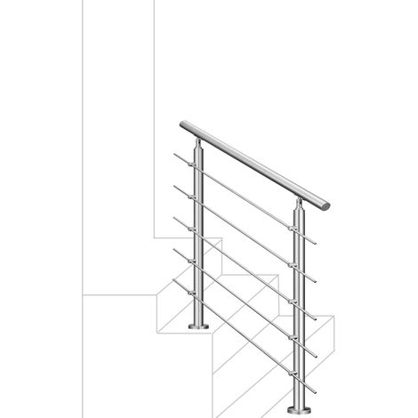 Balaustra Corrimano Ringhiera in acciaio inox 304 spazzolato 120x106cm per interni ed esterni 5 barre trasversali (1/5)