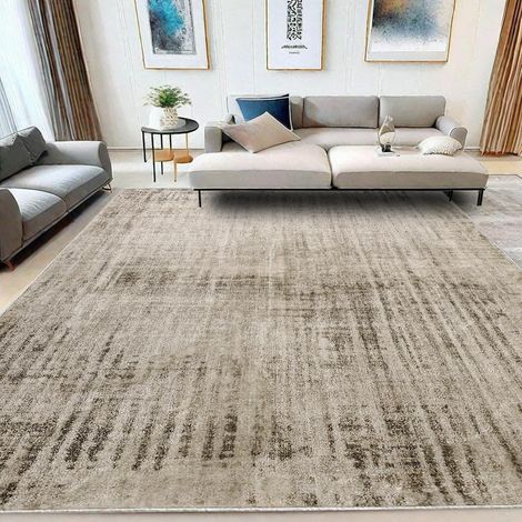 Tapis Salon Abstrait pour Salon Chambre à Coucher Salle à Manger Moderne Tapis de Sol Doux antidérapant Tapis Beige (Abstrait Beige Gris/Marron Clair, 200 x 300 cm) (1/5)