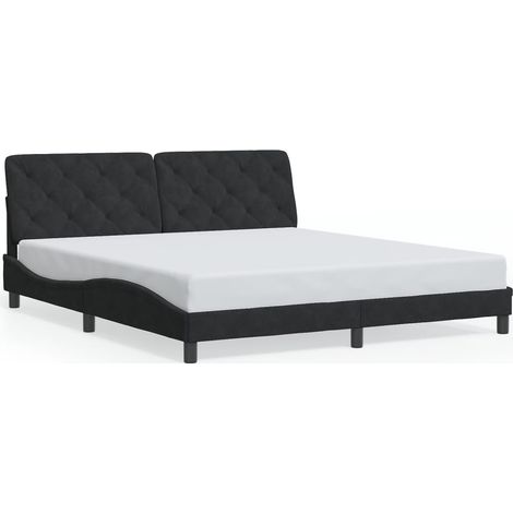 Lit double，Lit adulte，Cadre de lit sans matelas noir 180x200 cm velours CFW3696200 (1/5)