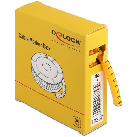 Delock Caja de marcadores de cables, No. 3, amarillo, 500 unidades