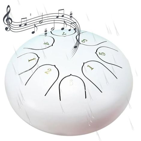 Tambour de pluie pour jardin extérieur, instrument à vent météo étanche, tambour chakra 6 pouces 8 notes, percussion sonore de pluie pour terrasse, chakra drum résistant aux intempéries (1/5)