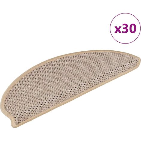 vidaXL Stair Mats Self-adhesive Sisal-Look 30 pcs 65x21x4 cm Light Beige
