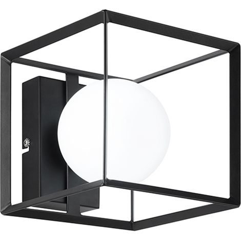 CUBE Applique in metallo verniciato nero diffusore sferico attacco G9 (1/2)