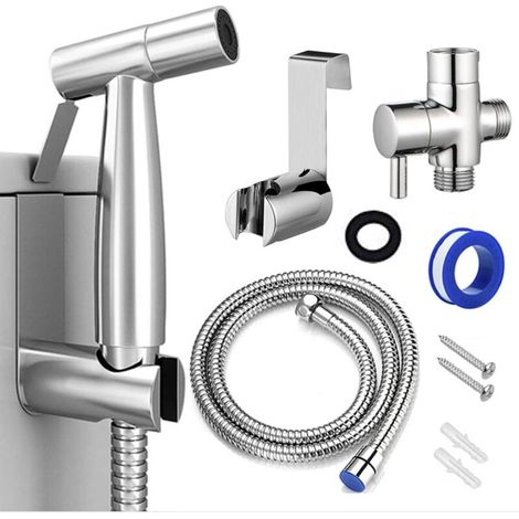 Douchette bidet portative pour WC, G 1/2 Douchette pour robinet, Jet à pression d'eau réglable avec flexible, pour hygiène intime féminine