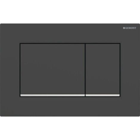 Geberit Sigma20 (formerly Sigma30) square flush plate for dual-flush toilet: matt black lacquered, easy-clean coating, polished chrome (115.883.14.1) (1/4)