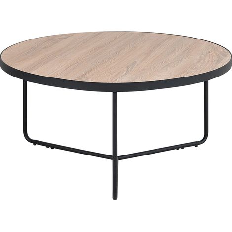 Mesa de centro de tablero de MDF madera clara negro industrial moderno Melody