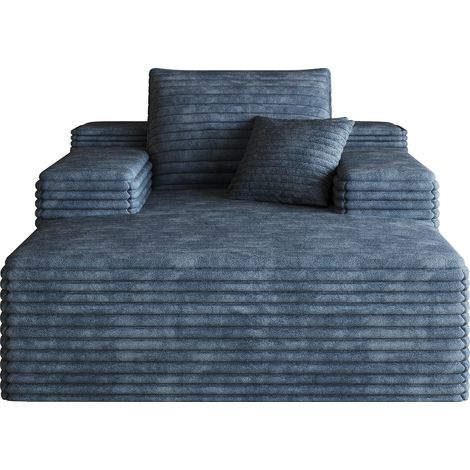 Chaiselongue de terciopelo azul 115 x 159 cm sin montaje, con espuma de alta elasticidad, HOMVRA (1/5)