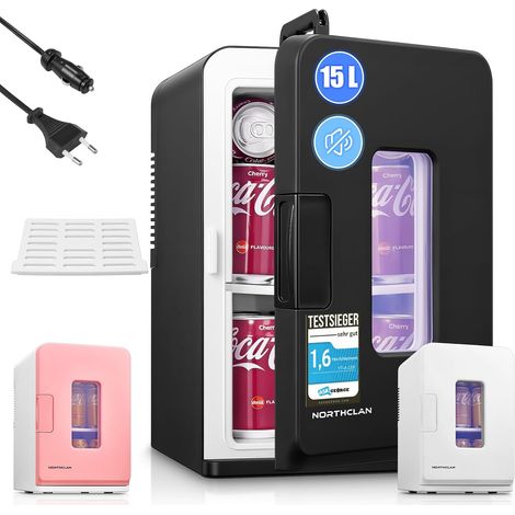 Mini Frigo de Chambre 15L/21 Cans, Réfrigérateur Électrique avec ECO Mode Silencieux pour Chambre/Voiture, Fonction Chaud/Froid, 12V/220V Glacière Portable de Beauté (1/5)