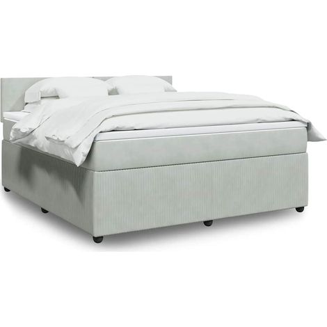 Boxspringbett mit Matratze Hellgrau 180x200 cm Samt