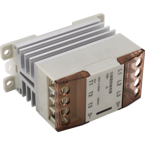 Relais statique triphasé 10A avec radiateur, tension de commande 3-32VDC, charge 24-380VAC, coque blanche, module TSR 10DA S (1/5)