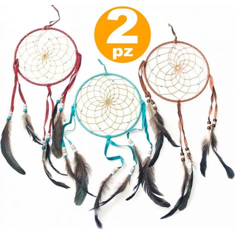 Trade Shop - SET 2 STK.Großer Traumfänger, 13 cm, indische Traumfedern, Dekoration, Partygeschenk -