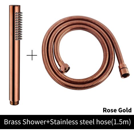 (Ensemble complet RG) Pommeau de douche à main en laiton brossé doré, douchette de douche à main nickelée, douchette de bain noire mate or rose chromée (1/5)