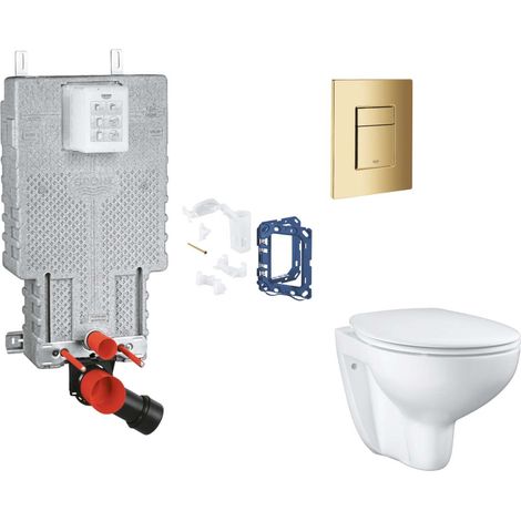 Grohe Uniset - Set bâti-support, cuvette, abattant SoftClose et plaque de déclenchement Skate Cosmopolitan et kit pour insertion de tablette, Cool Sunrise SANI15BB4122 (1/2)