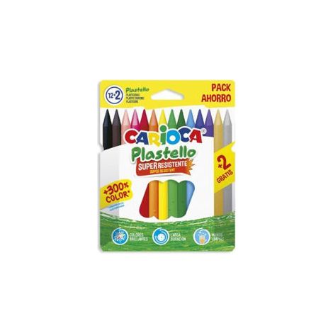 CAJA 12+2 PLASTICERA COLORES SURTIDOS PLASTELLO CARIOCA 42714