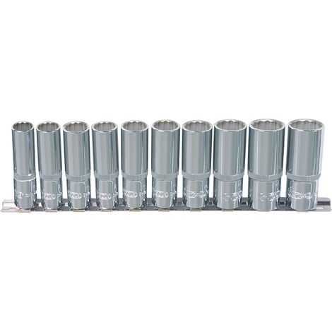 KS Tools 1/4 CHROMEplus 12-kant-Stecknuss-Satz, lang, 10-tlg. 4-13 mm