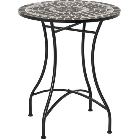 Outsunny Mosaic Side Table Bistro Coffee Table for Garden Patio Balcony Grey (1/5)