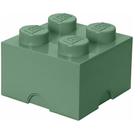 Lego Mattoncino-contenitore 4 Bottoncini, Contenitore Impilabile, 5,7 Litri, Sand Green (1/5)