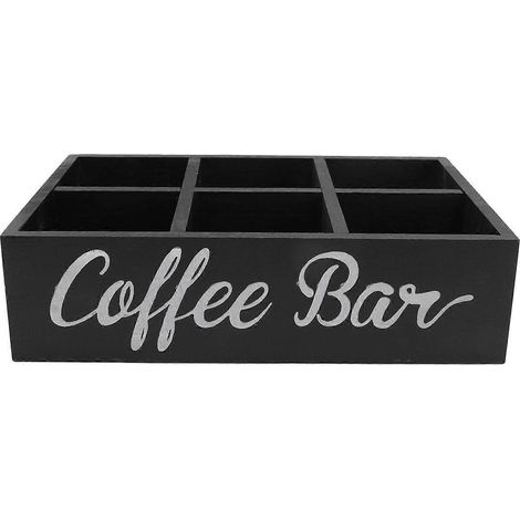 Kaffeestation-Organizer mit Trennwand, Aufbewahrungsbox aus Holz für Kaffeebar-Zubehör, Teebeutel, Kaffeekapseln