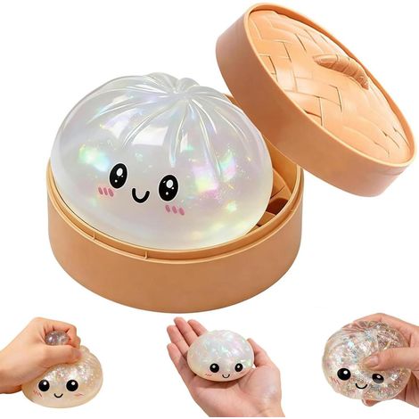 Boule Anti-Stress En Forme De Dumpling - Matériau TPR Souple À Retour Lent Avec Paillettes - Jouet De Relaxation Pour Bureau Et Maison - 1 Pièce (1/5)