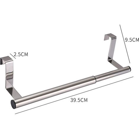 Porte-serviettes Acier Inoxydable - Pour Porte De Placard Intérieur Ou Extérieur - Sans Perçage - 1 Pièce (1/5)