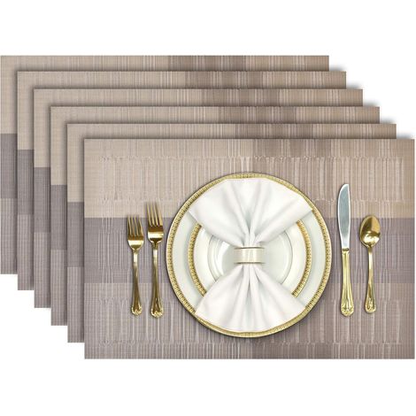 Platzsets, 6er-Set, waschbar, rutschfest, aus PVC, hitze- und abriebfest, leicht zu reinigen, 45 cm x 30 cm
