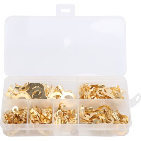 Kit de 150 pièces connecteurs à sertir en laiton pour câbles électriques avec boîte de rangement dorée (1/5)