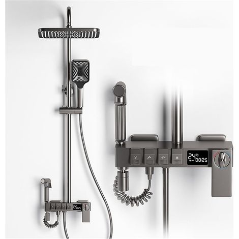 Ensemble de douche mitigeur thermostatique intelli LED ensemble de douche numérique salle de bain mélangeur chaud froid système de douche montage mural SPA pluie chute robinet de bain baignoire robine (1/5)