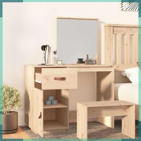 820087 Coiffeuse 95x50x134 cm Bois de pin massif (1/5)