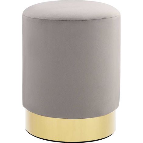 vidaXL Taburete de terciopelo 28 x 36 cm gris claro y dorado (1/4)