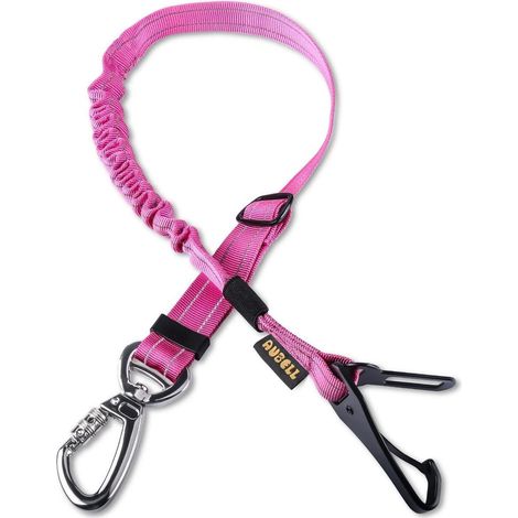 Hund Autosicherheitsgurt mit Bungee-Stoßdämpfer und 360° Karabiner, Rosa (1/5)