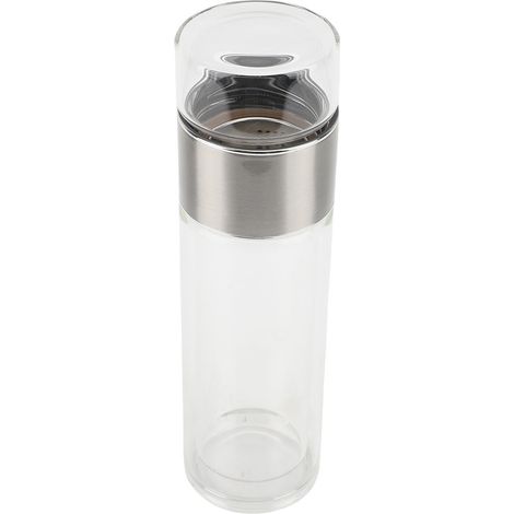 Bouteille Thé Infuseur Verre 420ml Borosilicate Double Paroi – Étanche Portable Voyage Mug Feuilles Vrac, Argent (1/4)