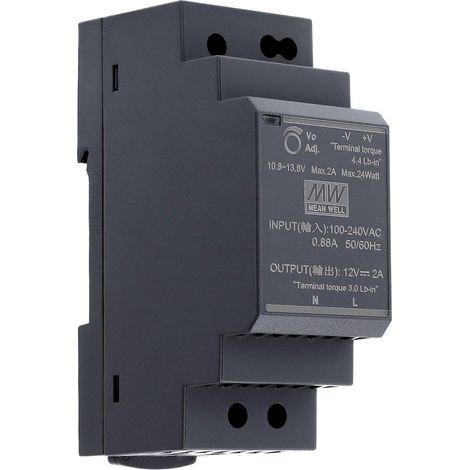 12 VDC 2 A 24 Watt Mean Well HDR-30-12 alimentatore guida DIN Rail