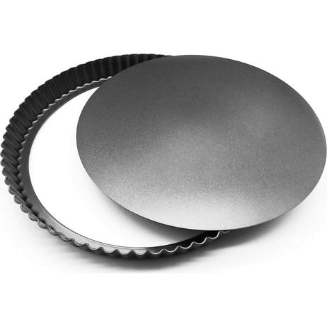 1 Moule à tarte 28 cm, fond amovible, acier carbone, pour quiche et gâteau, cuisine familiale (1/5)