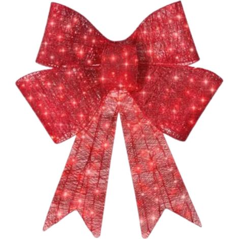 Nœud de Noël pré-éclairé de 122 cm – Grand décor extérieur à DEL avec 200 lumières, 8 fonctions d'éclairage, minuterie et crochet (1/5)