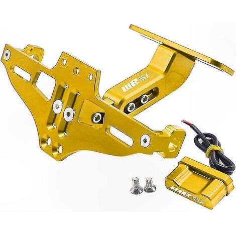 Support de plaque d'immatriculation universel avec éclairage LED pour motos 2012-2016 (doré) (1/5)