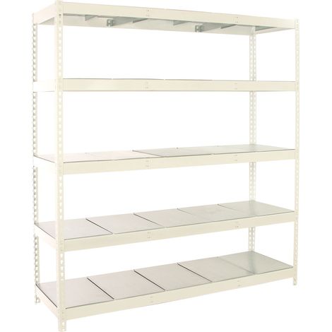 SimonRack Étagère Industrielle, 2000x2400x750 mm, 5 Niveaux, 400 kg Capacité de Charge et Point de Flexion, Métal, Étagère Charge Lourde, Blanc/Galvanisé - Simonforte (1/5)