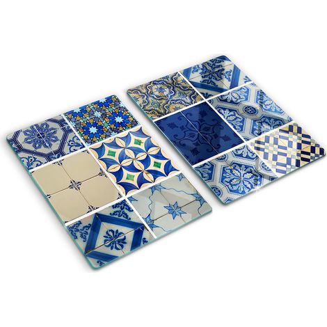 Planche de cuisine, couvre plaque, verre planche découper, verre trempé – 2 x 40 x 52 cm - Carrelage (1/5)