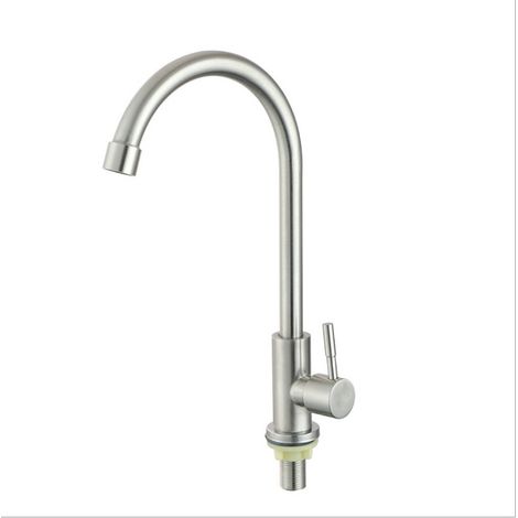Robinet en acier inoxydable, robinet d'eau froide simple, robinet vertical de salle de bain, robinet de cuisine, style 1 (1/3)