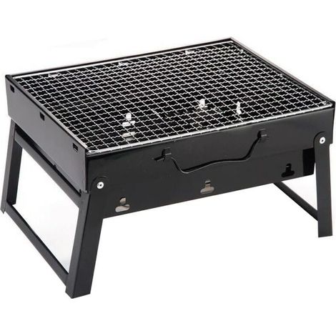 Portable charcoal barbecue – Steel and stainless steel – Black, compact and lightweight for outdoor use