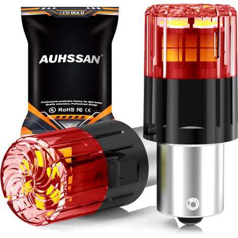 Ampoule LED P21W 1156 BA15S, Rouge Super Brillant 6.5W 12V 24V Non-Polarité 2835 18SMD pour la Lumières de Voiture Feu de Recul, Feu de Freinage, Feux Arrière, Lumières de Brouillard Arrière(2Pièces) (1/5)