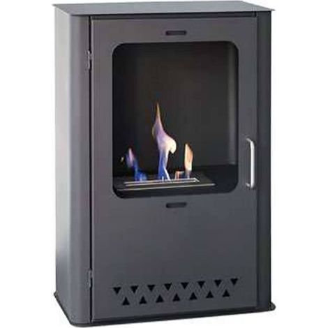 Dmora - Stufa a bioetanolo Altidona, Camino a bioetanolo, Stufa ecologica, Riscaldatore senza canna fumaria, Made in Italy, 50x30 h68 cm, Grigio