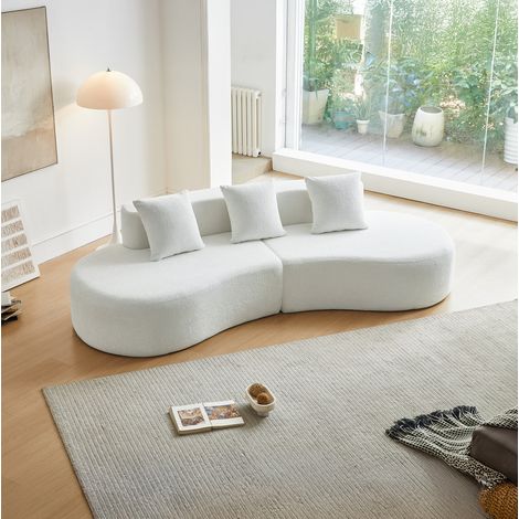 Canapé d'angle 3 places modulable tissu blanc OKMYHOME (1/5)