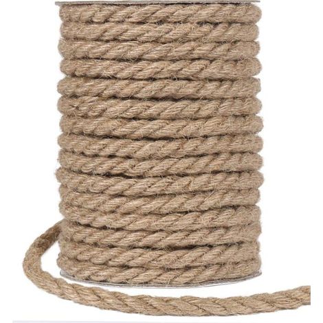 Corde de jute naturelle de 10 mm, 15 m d'épaisseur et résistante, idéale pour le jardinage, le regroupement, le camping (1/5)
