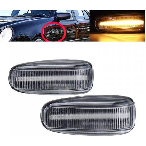 Kit Freccia Laterale a Led Side Marker Lente Trasparente Luce Arancione Per Mercedes Benz E W210 C W202 CLK W208 SLK R170 Vito W638 (1/3)