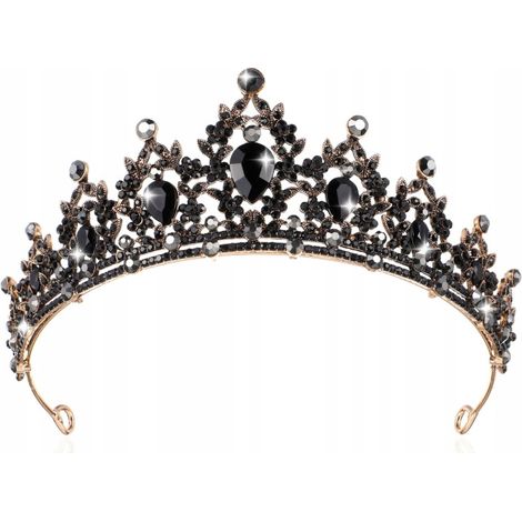 Corona da donna in stile barocco con cristalli neri (1/4)