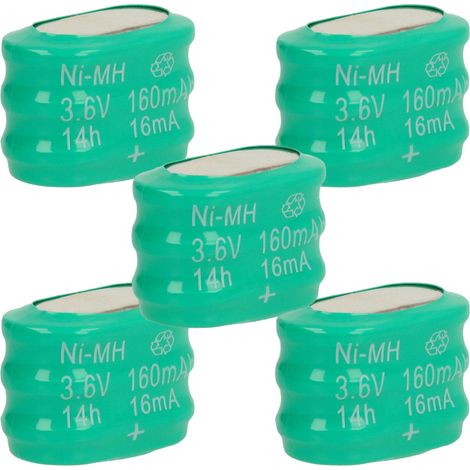 vhbw 5x NiMH replacement button cell battery tab type 3/V150H 150mAh 3.6V suitable for model building batteries, solar lights etc. (1/4)