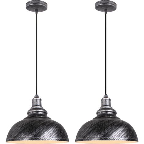 2X Lampada a Sospensione Vintage, Lampada da Soffitto con Ø29cm Paralume in Metallo, Industriale Stile Illuminazione Supporto Edison E27 per Corridoio Cucina Isaland Camera da Letto Scala (Grigio) (1/5)