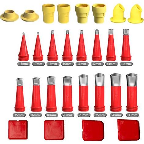 CCYKXA 28-Piece Caulking Nozzle Applicator Set, Stainless Steel Sealing Nozzles, Caulking Nozzle Applicator Finishing Tool, Sealing for Kitchen and Household Use