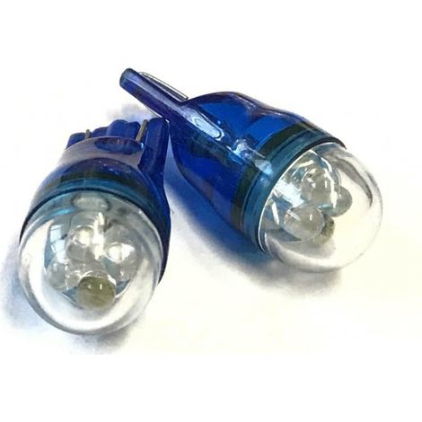 Coppia 2 Lampade Led T10 Con 4 Led F3 Cappuccio Tondo Colore Blu Blue 12V 0,2W
