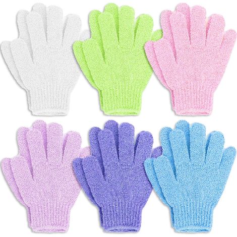 12 paires de gants de peeling, brosse corporelle exfoliante,éliminateur de peau morte, gants de bain exfoliants, gants de ponceage pour mains et corps marocain, lingettes lavables en fibres de luffa (1/5)